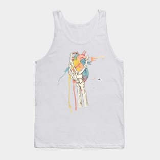 Skeleton Hand and Rainbow Heart Tank Top